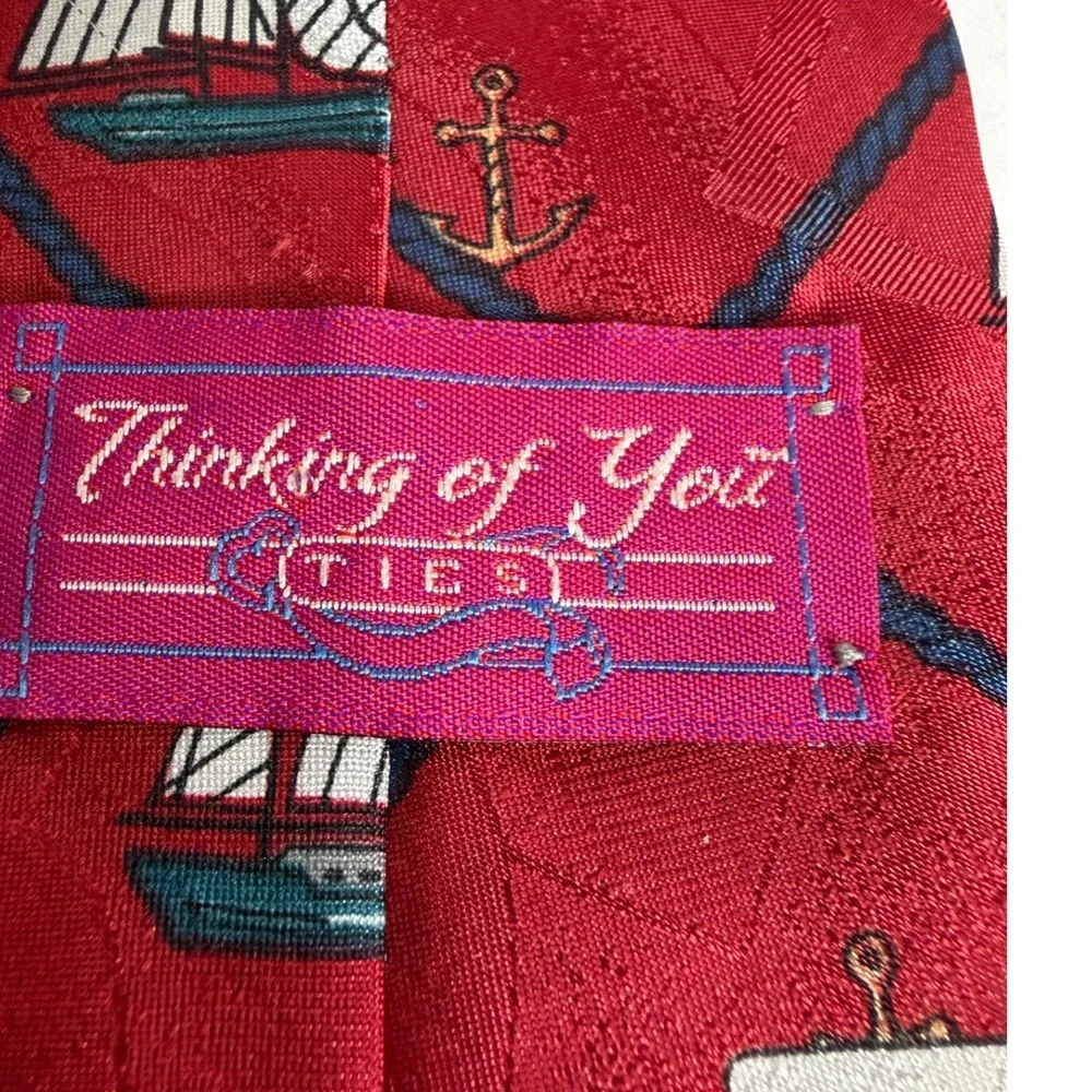 Captain‎ of My Heart Sailboat Anchor Necktie Red Nautical Tie Thinking of You